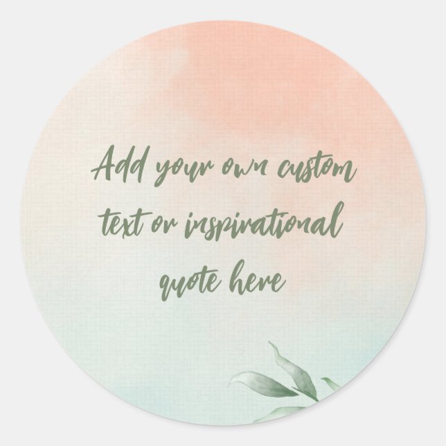 Sticker Rond Créez votre propre devis de motivation aquarelle (Devant)
