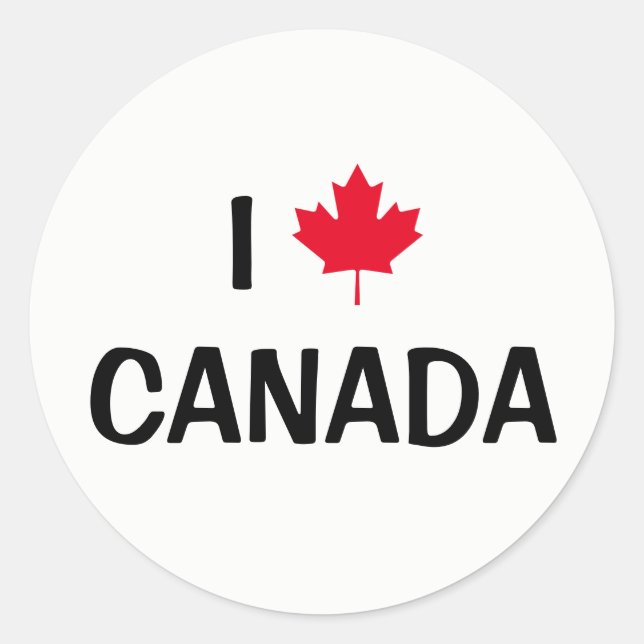 Sticker Rond Créez votre propre feuille d'érable I Love Canada (Devant)