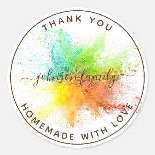 Sticker Rond Créez votre propre maison faite avec Merci d'amour