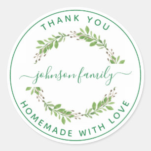 Sticker Rond Créez votre propre maison faite avec Merci d'amour
