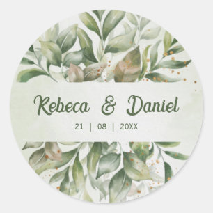 Sticker Rond Créez votre propre mariage d'eucalyptus personnali