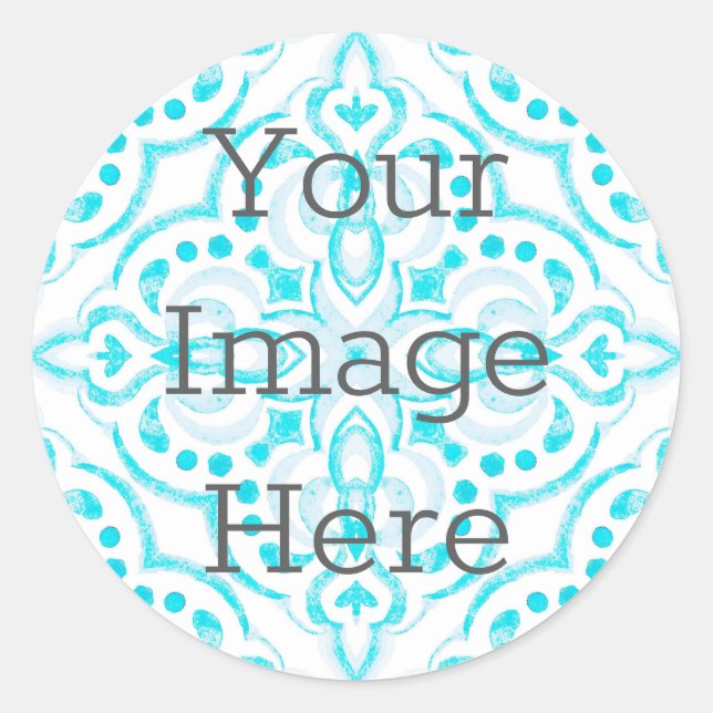 Sticker Rond Créez Votre Propre Médaillon Aquarelle Bleu Canard (Devant)