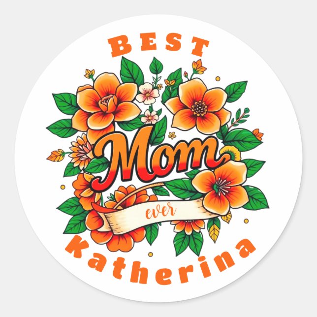 Sticker Rond Créez votre propre Meilleure Maman (Devant)