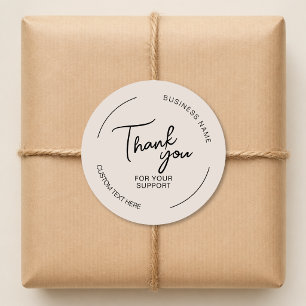 Sticker Rond Créez Votre Propre Merci Beige Entreprise 