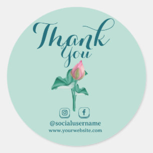 Sticker Rond Créez votre propre Monnaie Green Lotus Merci Socia