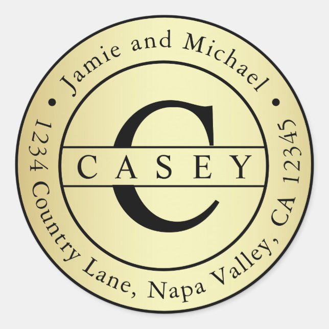 Sticker Rond Créez votre propre Monogramme Adresse de retour Go (Devant)