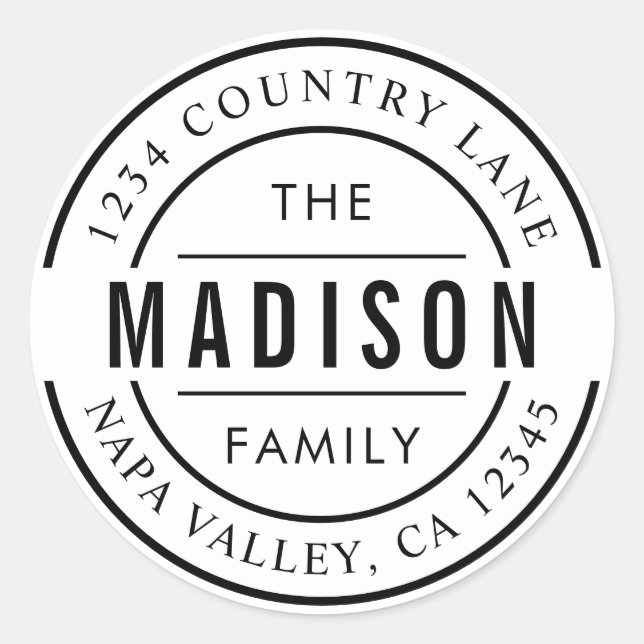 Sticker Rond Créez Votre Propre Nom de Famille Adresse de Retou (Devant)