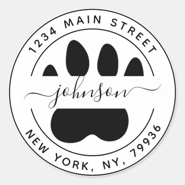 Sticker Rond Créez Votre Propre Patte Adresse de Retour Ronde M (Devant)