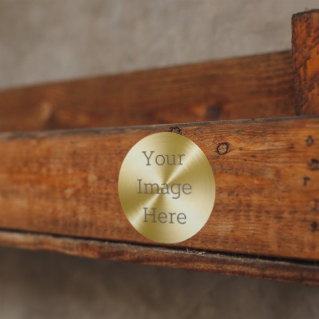 Sticker Rond Créez votre propre radial brossé 14K métal d'or (Créateur téléchargé)
