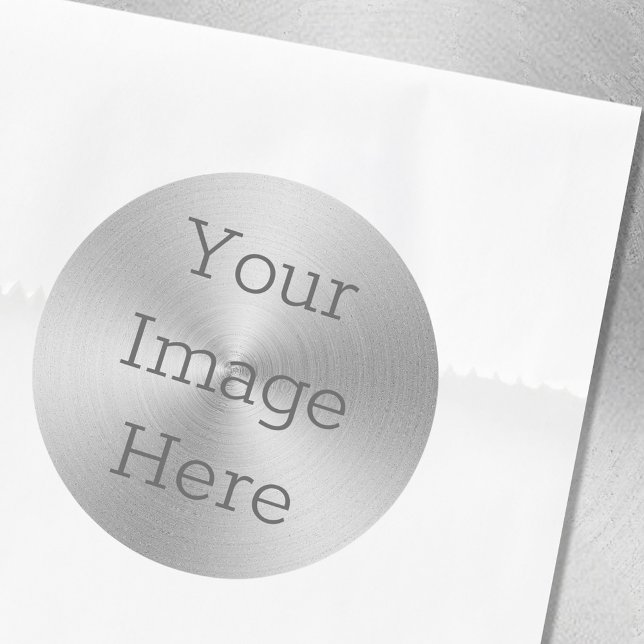 Sticker Rond Créez votre propre radial métallisé argent brossé (Créateur téléchargé)