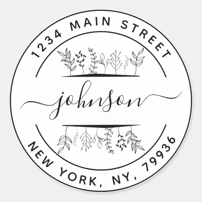 Sticker Rond Créez Votre Propre Rond Fantaisie Feuilles Dessiné (Devant)