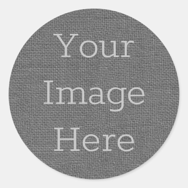 Sticker Rond Créez Votre Propre Toile Lin Écrue Burlap Gris Ard (Devant)