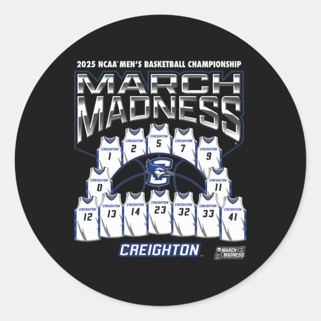 Sticker Rond Creighton March Madness 2025 Men's Sketll Nil  (Devant)