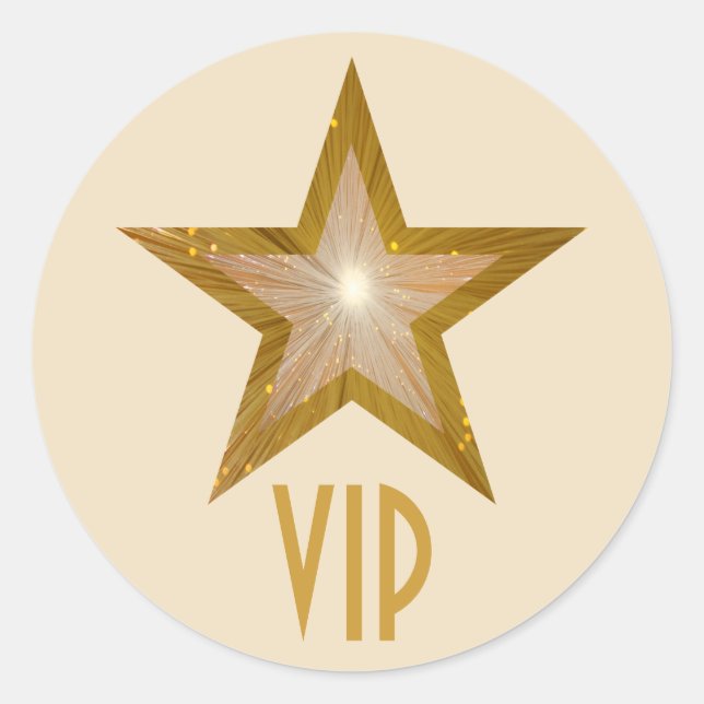Sticker Rond Crème autocollante ronde "Gold" Star VIP (Devant)