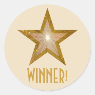 Sticker Rond Crème autocollante ronde Gold Star 'WINNER!'