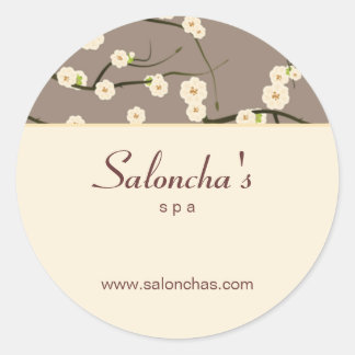 Sticker Rond Crème autocollante spa de salon fleurie cerise