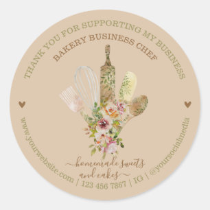 Sticker Rond Crème Boutique Restauration Boulangerie Chef