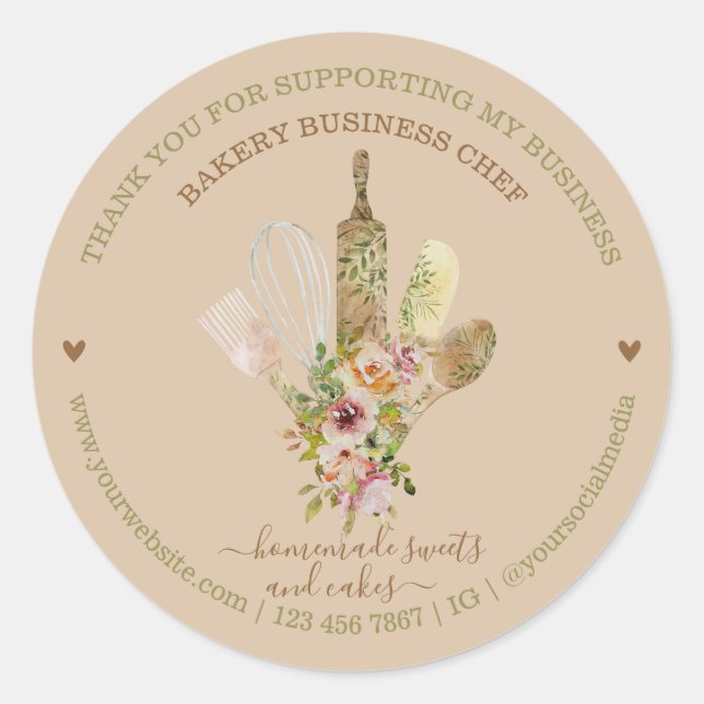 Sticker Rond Crème Boutique Restauration Boulangerie Chef (Devant)