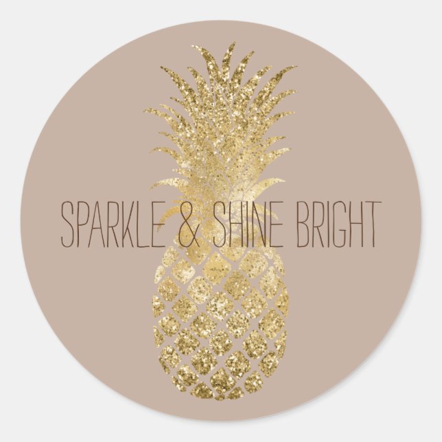 Sticker Rond Crème Brown Parties scintillant Glitzy ananas Spar (Devant)