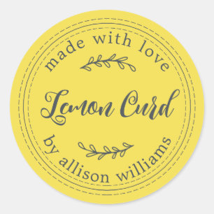 Sticker Rond Crème Citron Maison Rustique Jaune