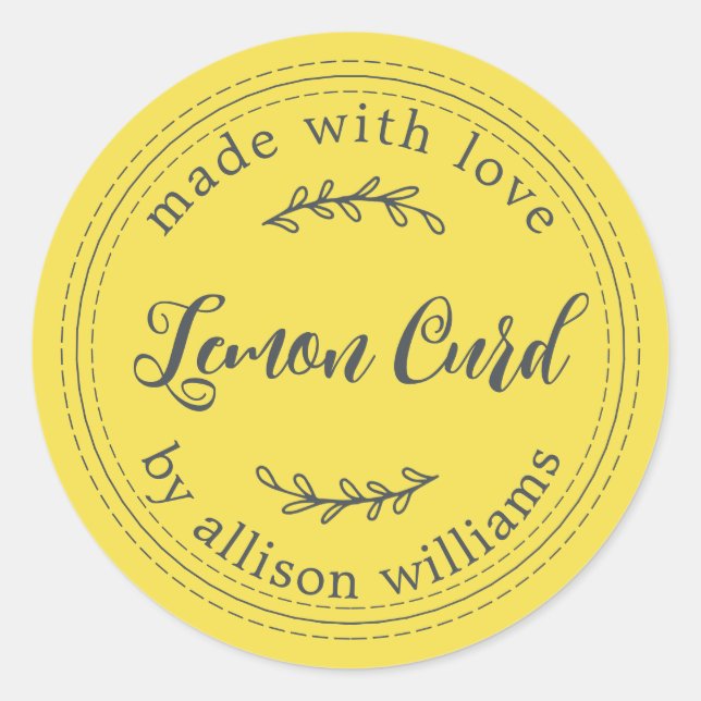 Sticker Rond Crème Citron Maison Rustique Jaune (Devant)