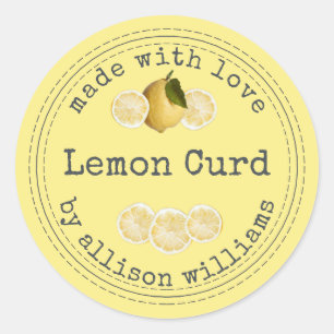 Sticker Rond Crème Citron Maison Rustique Jaune
