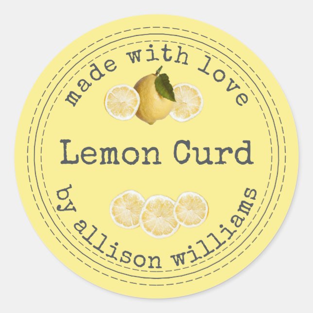 Sticker Rond Crème Citron Maison Rustique Jaune  (Devant)