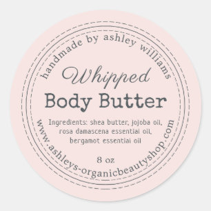 Sticker Rond Crème Corporelle Faite Main Rose Biologique Étique