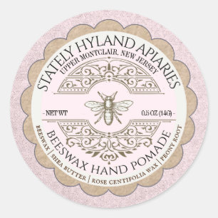 Sticker Rond Crème Cuticale vintage Pomme à la main avec l'abei