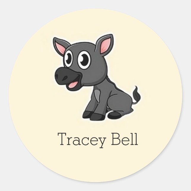 Sticker Rond Crème d'âne gris mignonne (Devant)