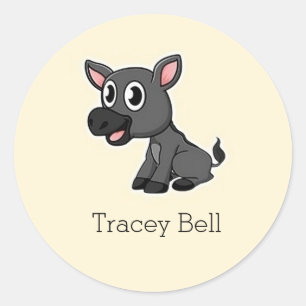 Sticker Rond Crème d'âne gris mignonne