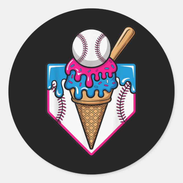 Sticker Rond Crème de baseball Cream Dripping Baseball Home Pla (Devant)