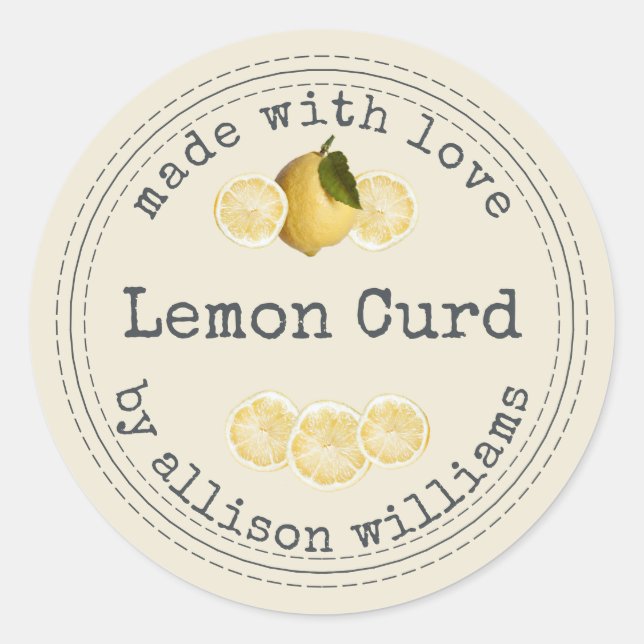 Sticker Rond Crème de citron maison rustique Antique blanche (Devant)