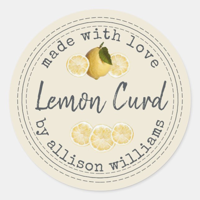 Sticker Rond Crème de citron rustique fait maison (Devant)