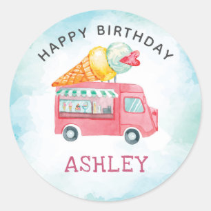 Sticker Rond Crème de glace Anniversaire Joyeux Anniversaire