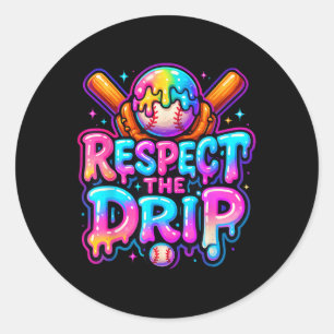 Sticker Rond Crème de glace de base-ball Drip Respectez la gout