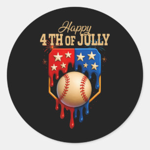 Sticker Rond Crème de glace de baseball séchant Patriotique Joy