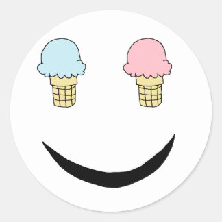Sticker Rond Crème de glace Joyeux visage