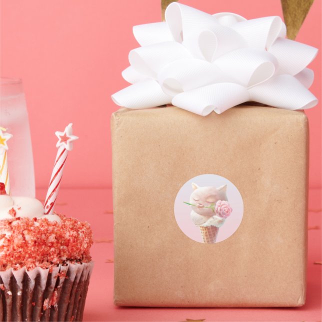 Sticker Rond Crème de glace Kitty - Rosy & Dreamy (Fête)