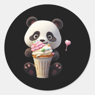 Sticker Rond Crème de glace Panda Ours délicieux Ours en peluch