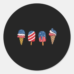 Sticker Rond Crème de glace pour enfants 4 juillet Cool Dessert