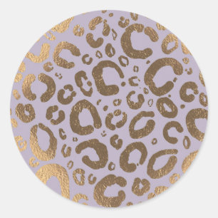 Sticker Rond Crème Dorée à la Lavande Glamour Imprimé Léopard B