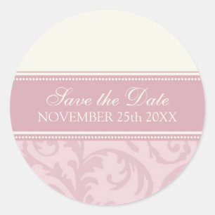 Sticker Rond Crème et rose Enregistrer la date Enveloppe Sceau