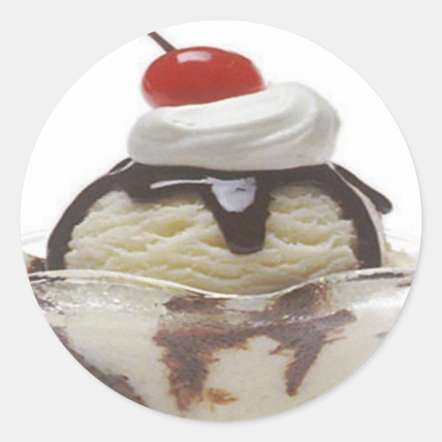 Sticker Rond Crème glacée au chocolat Sundae (Devant)