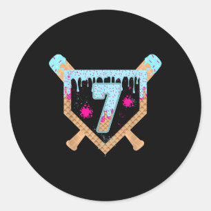 Sticker Rond Crème Glacée Baseball qui Dégouline 7 Ans 7ème Bi