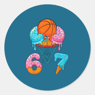 Sticker Rond Crème Glacée Basketball Dégoulinante 67