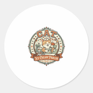 Sticker Rond Crème Glacée Chat Salon Crème Glacée Chat Salon Ch