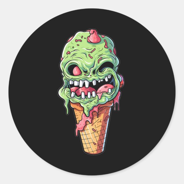 Sticker Rond crème glacée-cône-avec-collection-petit-monstre(7) (Devant)