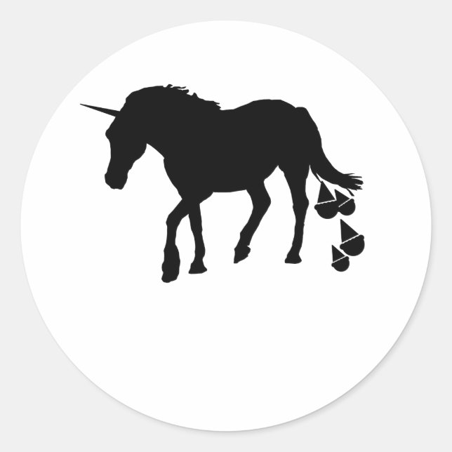 Sticker Rond Crème glacée de caca de licorne (Devant)