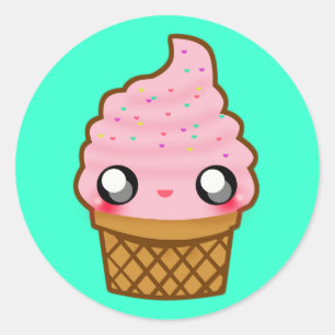 Sticker Rond Crème glacée de Kawaii